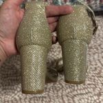 Ankis gold Open Toe Ankle Strap Chunky Heel Sandals 7 2.75 Inch heel Photo 2