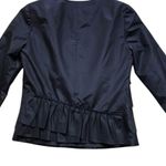J.Crew  Silk Taffeta Cascade Women's Navy Ruffled Jacket Photo 4