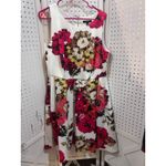 Roz & Ali  Woman Floral Dress White Red Yellow Sleeveless Fit Flare Size 14 Photo 2