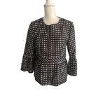 Nanette Lepore  Black White Gibgham Plaid Peplum Blazer Jacket Size 14 Photo 7