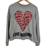 Love moschino Mélange French Cotton Terry Sweatshirt Heart Logo 6 Light Gray Photo 1