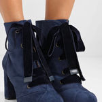 Chloé Chloe Velvet Lace-up Ankle Boots in navy Photo 0