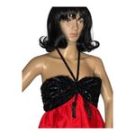 Vintage Victoria Royal Hong Kong Beaded Halter Gown Red Black Tassel Dress Small Photo 15