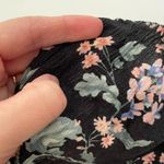 American Eagle AE Cinch Front Floral Top Black Green Short Sleeve Boho Crop Top Photo 7