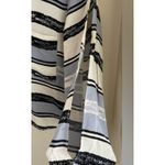 Topshop  Striped Button Front Long Sleeve Blouse Women's Size 6 Small Blue Black Photo 5