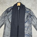 Clara Sun Woo Open Front Drape Cardigan Jacket Faux Leather Knit Goth in Black M Size M Photo 2