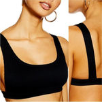 Topshop NEW Women’s Size 10 Black Ribbed Crinkle Bikini Top Photo 1