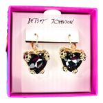 Betsey Johnson  Leopard Heart Drop Earrings Gold Black Photo 4