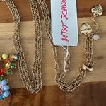 Betsey Johnson Love Fest Butterfly Necklace Multicolored Crystals Long Chain Photo 2