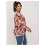Torrid  Pink Floral Chiffon‎ Smocked High Mock Neck Long Sleeve Blouse Size 3X Photo 3