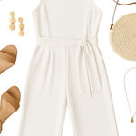 Tommy Hilfiger White Belted Wide-Leg Sleeveless Jumpsuit Size 12 NWT Dressy FLAW Photo 0