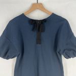Massimo Dutti  Mini Shift Dress Womens Small Blue Puff Sleeve Back Tie & Zip Photo 9