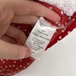 Main Strip Round Neck 3/4 Rolled Up Sleeve Contrast Woven Heart Print Knit Top S Photo 4