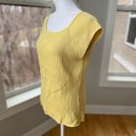 August Silk  Butter Yellow Ribbed Square Neck Cap Sleeve Knit Top Size Large Photo 2