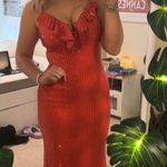 If By Sea Orange Sequin Midi Dress Photo 3