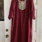 Milan Fashions India Urban Casual Medoum Maxi Long Dress Half Sleeve Leaves Boho Red Size M Photo 0