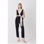 Karen Millen NWT Twill Button Detail Woven Wrap Jumpsuit Size: 8 Photo 1