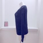 American Eagle  Outfitters Crochet Sweater, Navy Metallic Knit Size XL EXCELLENT Photo 3