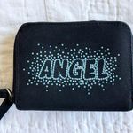 No Boundaries  Y2K Black Angel Blue Bead Zip Around Coin Bill Womens Wallet Photo 0