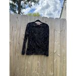Bandolino Shirt Womens 1XL Black Fairy Light Grungeā Mesh Long Sleeve Photo 2