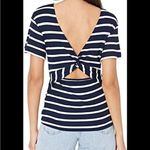 Ella Moss Top Women’s Size Medium Nancy Twist Back Cutout Blue White Stripe NWT Photo 1