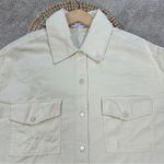 We Wore What  Corduroy Snap Button Down Shirt Shacket Oversized in Ivory M/L Photo 4