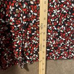 Charter Club  Shirt Womens L Button Up Floral Red Black Blouse Stretch Tab Sleeve Photo 5