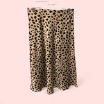 Cute silky leopard pull on elastic waist midi skirt flowy Black Size M Photo 1