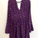 Free People FP Teagan Dress Purple Blue Long Flare Sleeve Cutout Mini Fit Flare Photo 11