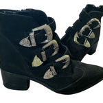 ASOS Relieve Black Suede Ankle Boots Buckle Womens Size US 4 Photo 0