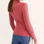 Free People  Intimately Pink Mock Neck Long Sleeves Ribbed Blouse Top Large Photo 7