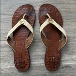 Tory Burch  Thora Ivory Tumbled Leather Flip Flip Thong Sandals Photo 0