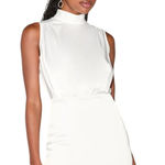 Lulus  White Sleeveless Mini Satin Blouson Dress NWT Size Small White Mini Dress Photo 0