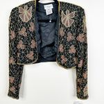 Papell Boutique Vintage  Jacket Womens M Silk Beaded Boxy Deadstock VTG Cropped Photo 8