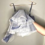 Prabal Gurung Halter Tulle Tiered Midi Maxi Dress Striped Blue Lace Overlay Sz 4 Photo 8