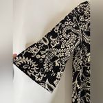 Talbots  Paisley Crepe Shift Dress‎ Women’s Bell Sleeves Black and White Sz 14W Photo 2