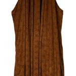 Earthbound Brown Vegan Suede Laser Cutout Dot Print Halter High Neck Dress M Photo 0