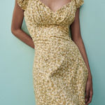 ZARA  Yellow Ditsy Floral Smocked Mini Dress Size XS‎ Photo 0