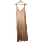 Lacausa Boutique Santi Champagne Beige Satin Wide Leg Jumpsuit S Photo 3