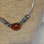 Honey Amber 925 Sterling Silver Women's Necklace Photo 3