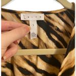 Leith  Brown and Tan Tiger Striped Inspired V-Neck Dolan Short Sleeve Mini Dress Photo 3