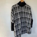 Lane Bryant Plus Cowl Neck Sweater Womens 14/16 Black White Plaid Tunic XXL Photo 4