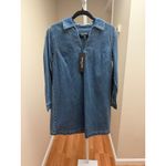 Veronica Beard NEW NWT  Denim Shift Dress Womens XS Blue Long Sleeve Mini Photo 4