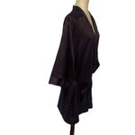 Cacique Lingerie Satiny Womens Robe Sz M Purple Embroidered Royal Regency Short Photo 3