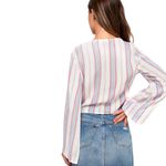 Lulus  Pippi Pink Striped Tie-Front Bell Sleeve Top - Medium Photo 3