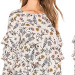 Sanctuary  Tilly Flounce Sleeve Floral‎ Blouse in Cream, Size Medium Photo 0