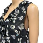 Loft Black White Floral Ruffle V Neck Lightweight Sleeveless Blouse Top Medium Photo 4