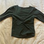 Brandy Melville Forest Green V-Neck Long Sleeve Top M Photo 3