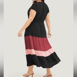 NWT! Colorblock contrast pocket wrap flutter tiered tank dress size 12 or Large Black Photo 3