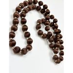 Brown satin thread Beaded Necklace With Gold Accents 30 Inches Long Photo 3